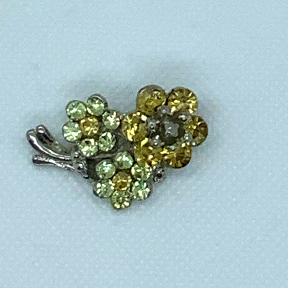 Pretty Gold & Yellow Flower Bouquet Brooch